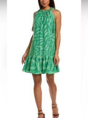 Taylor Green Printed Halter Tie-Shoulder Mini Dress